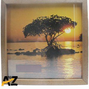 Vintage Digital LED Wall Picture (Tree & Lake) Clock Wood Frame Rare 1980's